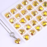 Metallic Sunshine Heart Cut High Quality Glass Rhinestone Pendant WholesaleRhinestone